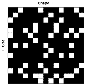 The matrix of possible receptors is partway full of random points